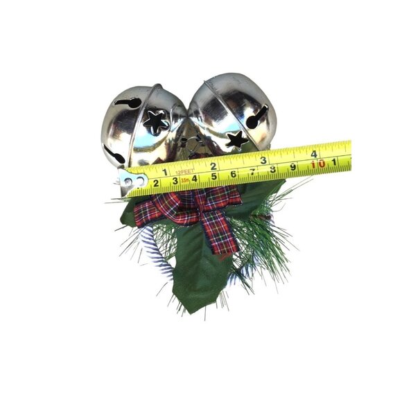 5" GALVANIZED BELLS W/COUNTRY CHECK BOW SINGLE ORNAMENT - Picture 6 of 6